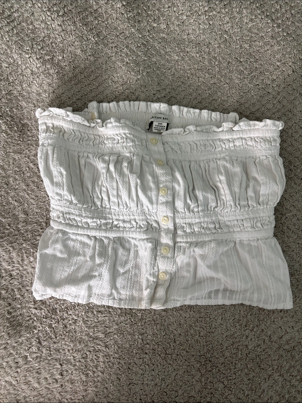 American Eagle Outfitters White Strapless Button Front Tube Top